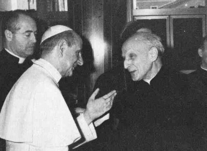 Paolo VI col gesuita Arrupe