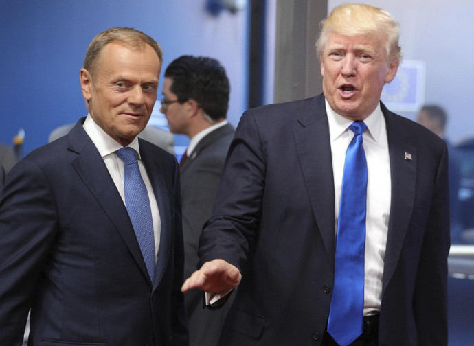 Tusk e Trump nel maggio 2017 (foto Ap via LaPresse)