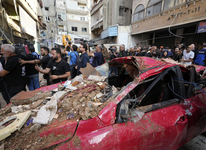 Periferia sud di Beirut dopo un raid di Israele, 24/09/2024 (Ap via LaPresse)