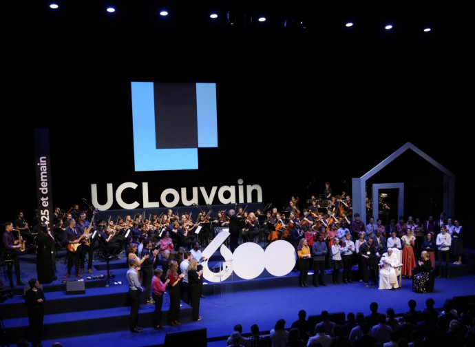 Papa Francesco all'Università di Lovanio, 28/09/2024 (Ap via LaPresse)