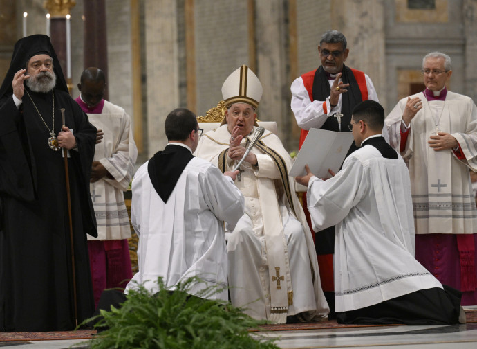 Foto Vatican Media/LaPresse 25 Gennaio 2025 Cronaca - Papa Francesco alla Celebrazione dei Vespri DISTRIBUTION FREE OF CHARGE - NOT FOR SALE