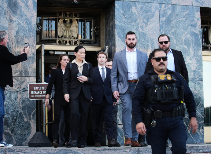 Mark Zuckerberg dopo la testimonianza in tribunale, 18/02/2026 (Ap via LaPresse)