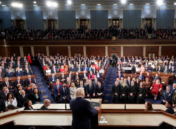 Discorso di Trump sullo stato dell'Unione, 24/02/2026 (Pool Photo via AP via Lapresse)