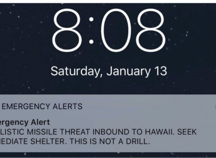 L'allarme ricevuto via sms alle Hawaii