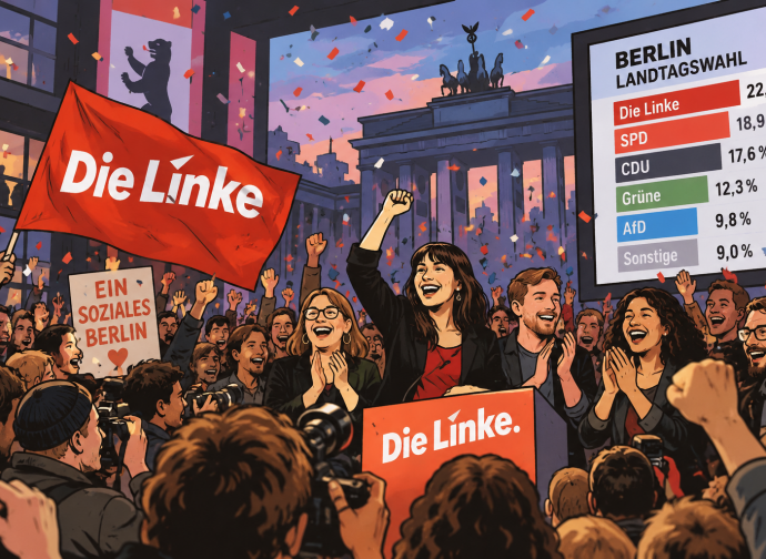 A Berlino vince la Linke di Elif Eralp (immagine AI)
