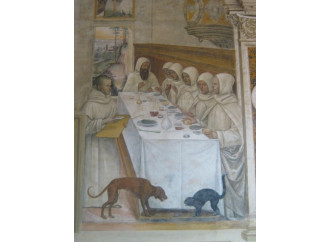Gesù, la Vergine e i monaci di bianco vestiti