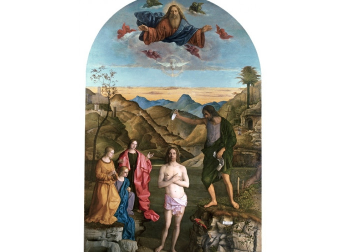 La pala d'altare di Giovanni Bellini con il Battesimo di Gesù