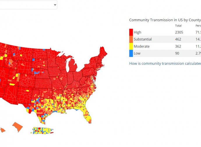 Mappa del CDC sul contagio negli Usa