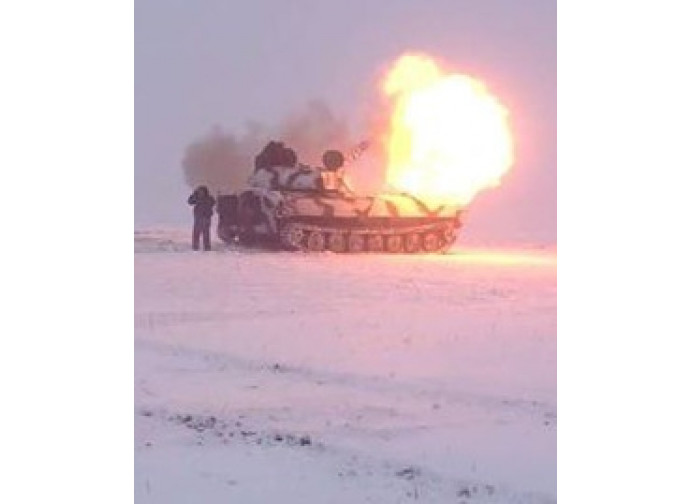 Donbass, artiglieria in azione