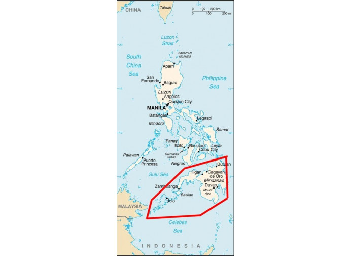 Filippine. In rosso: Mindanao