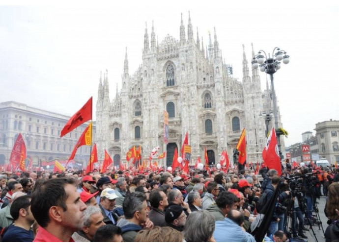 Manifestazione della Fiom a Milano