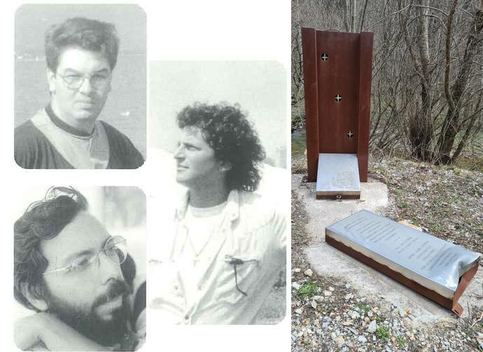 Sergio (in alto), Fabio (dx), Guido (in basso) - a dx stele commemorativa