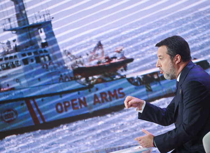 Salvini a "Cinque minuti" di B. Vespa (Foto via ImagoEconomica)