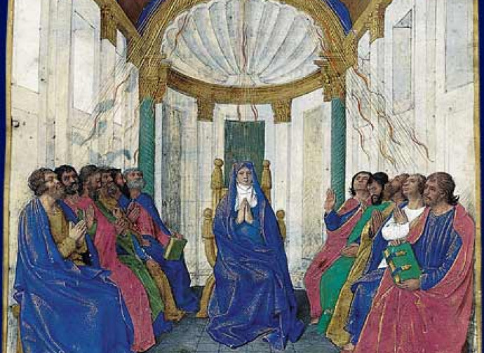 La Pentecoste, Libro d'Ore di Étienne Chevalier, miniato da Jean Fouquet