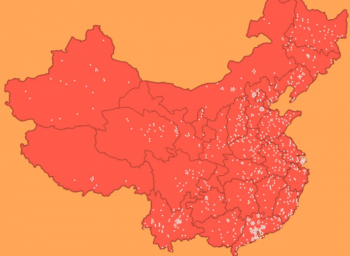 Mappa dei Laogai in Cina (1992)