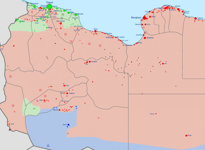 Libia, mappa della guerra civile (gennaio 2020)