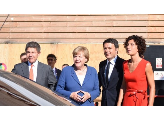 Angela Merkel e Matteo Renzi all'Expo 2015
