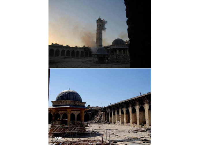 Damasco, distruzione del minareto della Grande Moschea