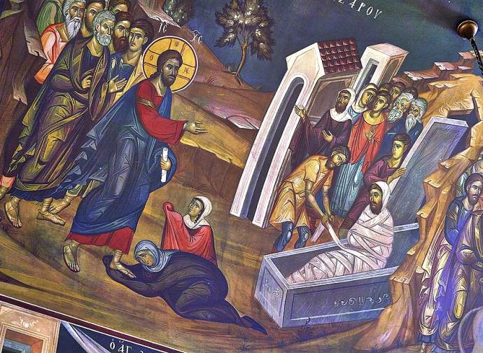 Wikimedia Commons (Author	George E. Koronaios) - Resurrection of Lazarus in the Church of Saint Philip Vlassarous (Athens).