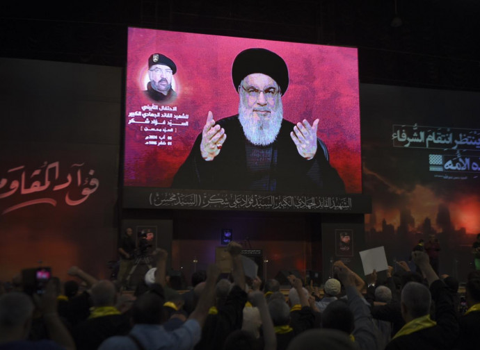 Hassan Nasrallah (capo di Hezbollah) sprona alla vendetta (La Presse)