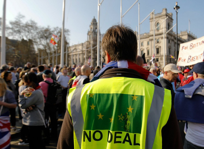 Manifestazione pro-Brexit davanti a Westminster