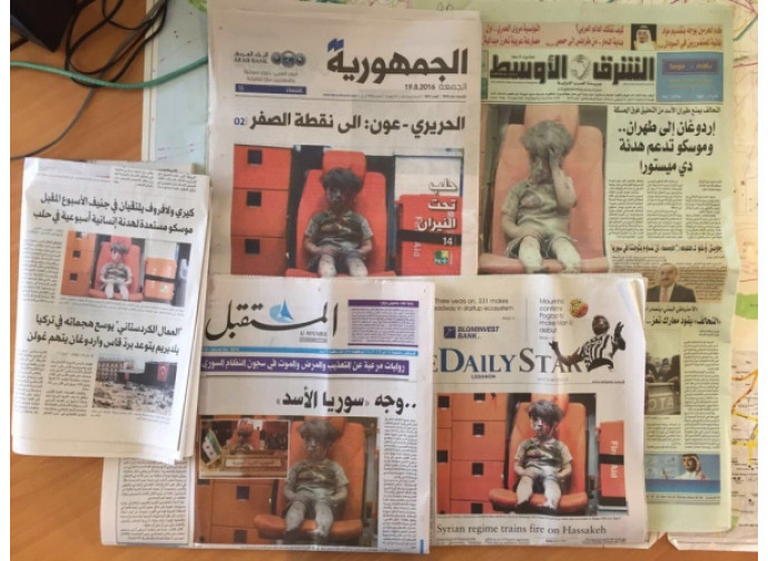 La foto di Omran nella stampa araba