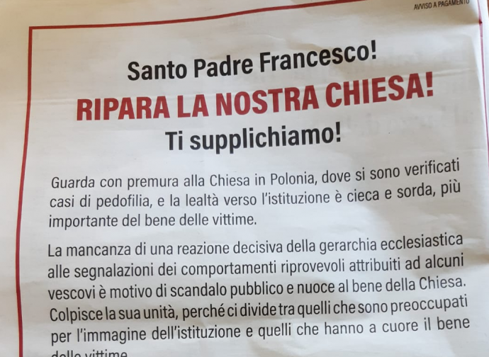 "Holy Father Francis! Repair our Church", the page on the Italian daily newspaper