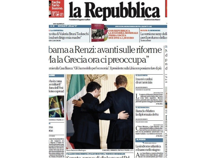 La prima pagina di Repubblica