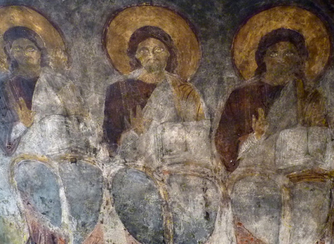 SS. Trinità, Affresco bizantino, santuario di Vallepietra (RM)