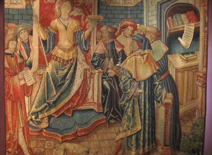 Tournai, arazzo sulla retorica, lana e seta, 1520 ca. Wikimedia Commons - Autore: Sailko